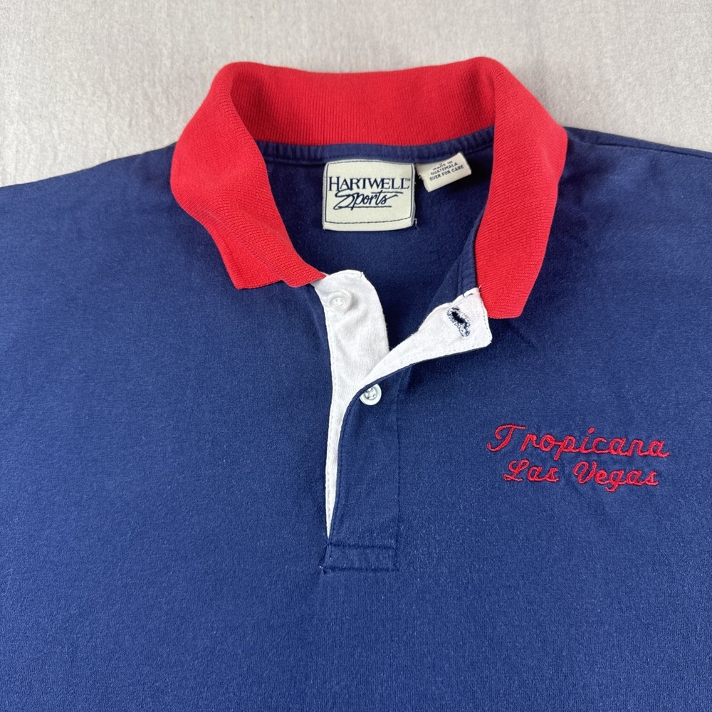Vintage Tropicana Casino Las Vegas Polo Men L Contrast Trim Hartwell Sports Golf